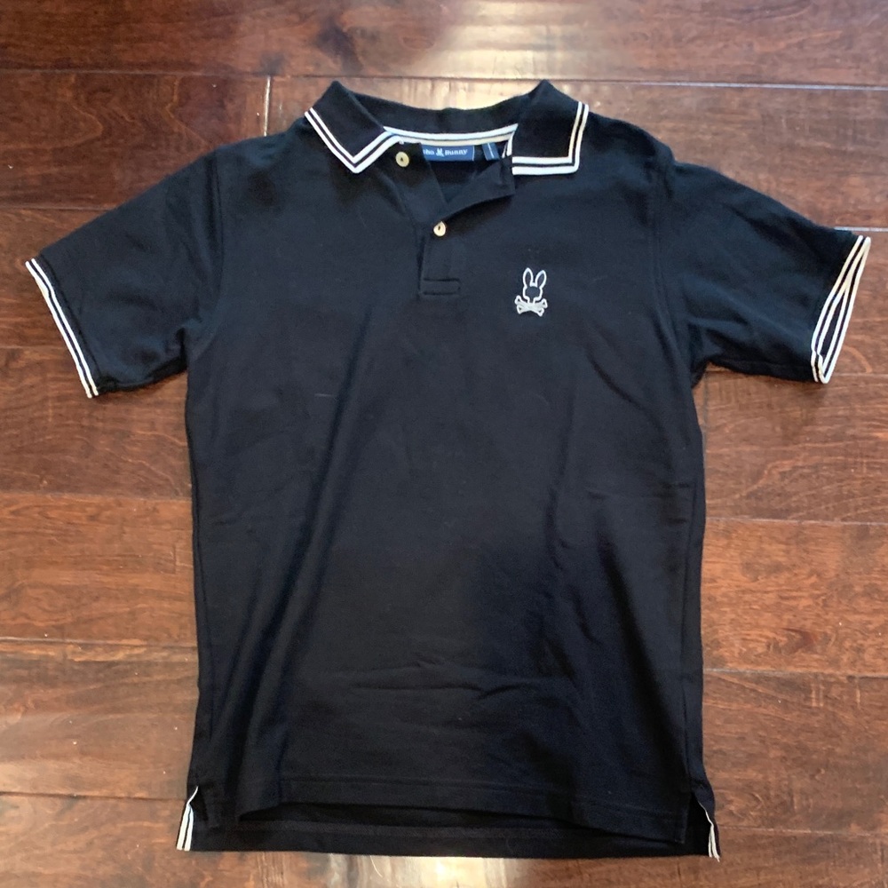 Boys 18-20 XL Psycho Bunny Black Polo with White Accent